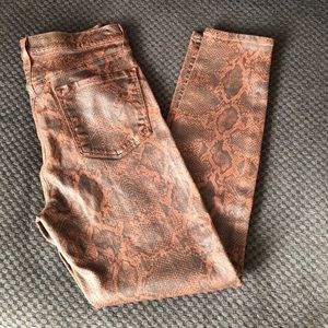 J BRAND Alana High Rise Crop Skinny in Dark Eclair Coated Boa